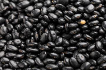 Black beans on a white background