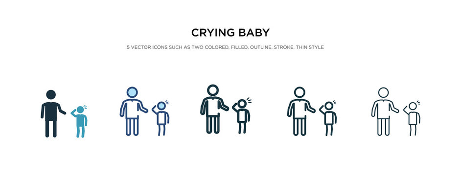 crying baby icon in different style vector illustration. two colored and black crying baby vector icons designed in filled, outline, line and stroke style can be used for web, mobile, ui