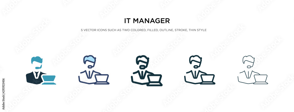 Poster it manager icon in different style vector illustration. two colored and black it manager vector icon