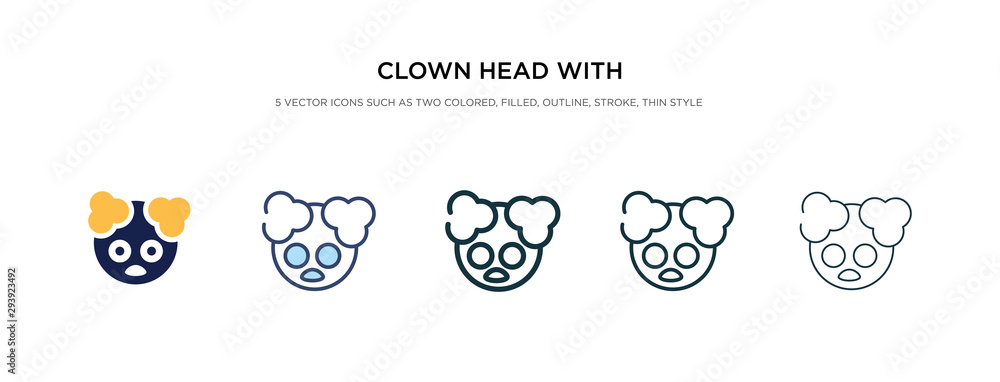 Aufkleber clown head with hat icon in different style vector illustration. two colored and black clown head wi