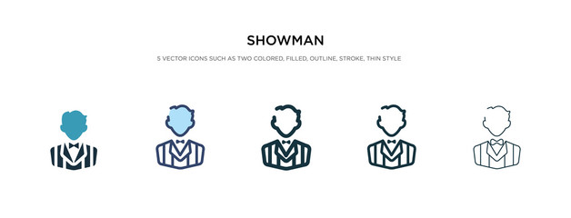 showman icon in different style vector illustration. two colored and black showman vector icons designed in filled, outline, line and stroke style can be used for web, mobile, ui