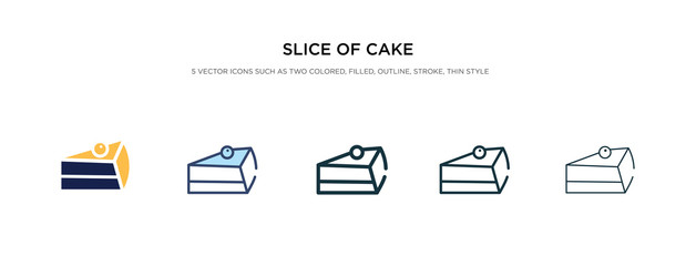 slice of cake icon in different style vector illustration. two colored and black slice of cake vector icons designed in filled, outline, line and stroke style can be used for web, mobile, ui