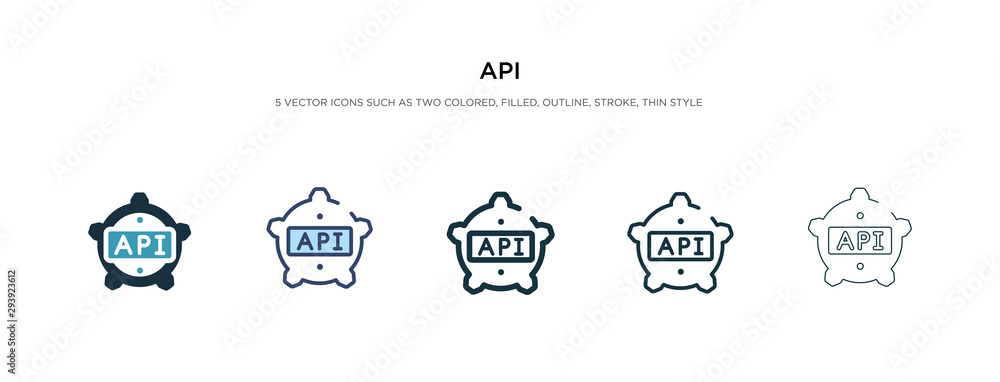 Poster api icon in different style vector illustration. two colored and black api vector icons designed in 