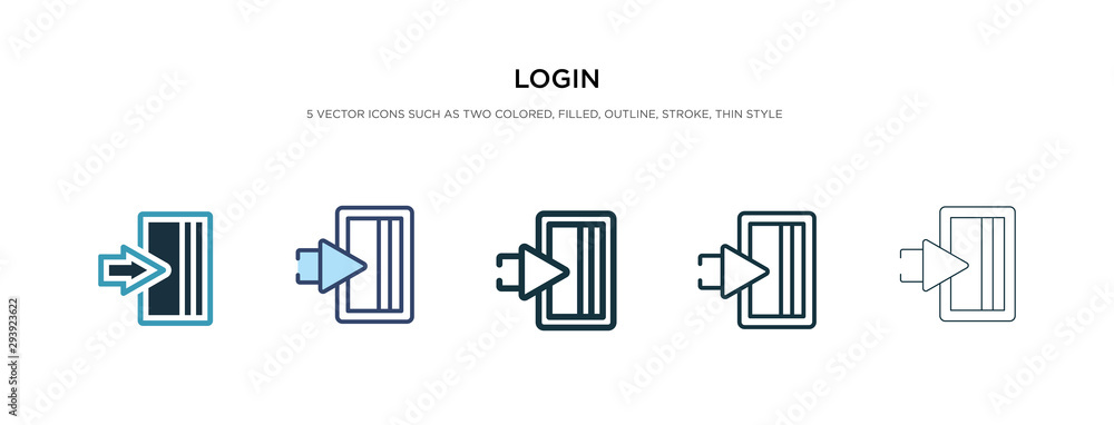 Poster login icon in different style vector illustration. two colored and black login vector icons designed