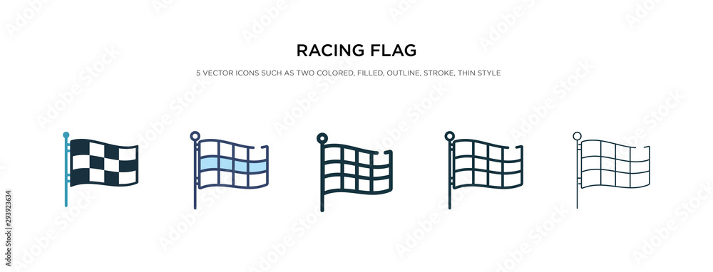 Poster racing flag icon in different style vector illustration. two colored and black racing flag vector ic