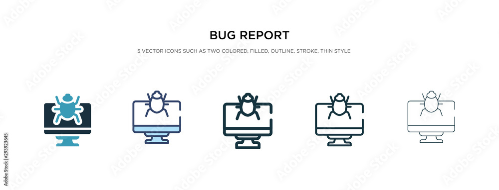 Poster bug report icon in different style vector illustration. two colored and black bug report vector icon