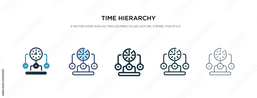 Poster time hierarchy icon in different style vector illustration. two colored and black time hierarchy vec
