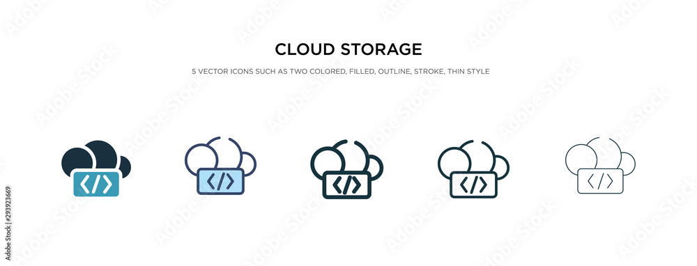 Poster cloud storage icon in different style vector illustration. two colored and black cloud storage vecto