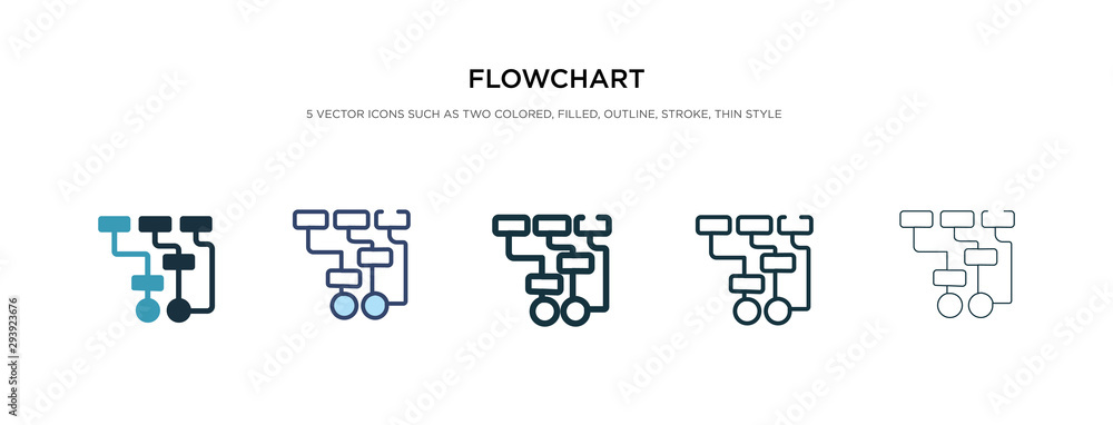 Poster flowchart icon in different style vector illustration. two colored and black flowchart vector icons 
