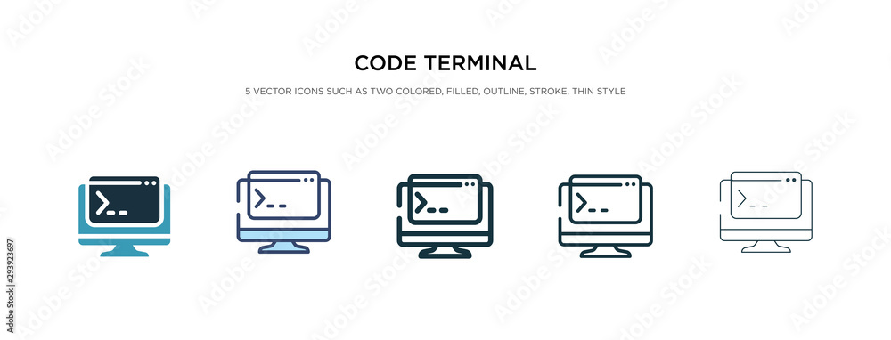 Poster code terminal icon in different style vector illustration. two colored and black code terminal vecto