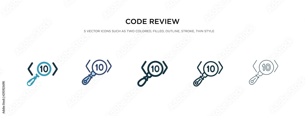 Poster code review icon in different style vector illustration. two colored and black code review vector ic