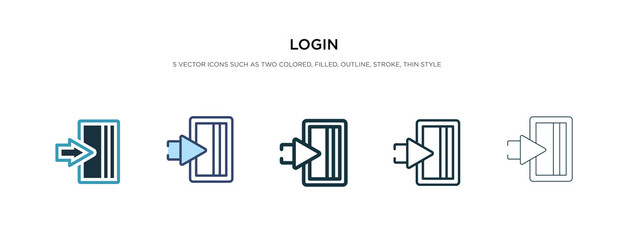 login icon in different style vector illustration. two colored and black login vector icons designed in filled, outline, line and stroke style can be used for web, mobile, ui