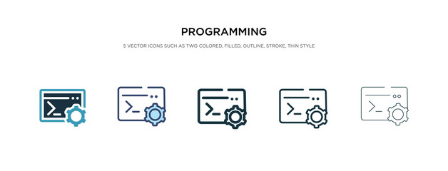 programming icon in different style vector illustration. two colored and black programming vector icons designed in filled, outline, line and stroke style can be used for web, mobile, ui