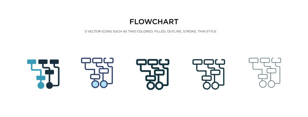 flowchart icon in different style vector illustration. two colored and black flowchart vector icons designed in filled, outline, line and stroke style can be used for web, mobile, ui