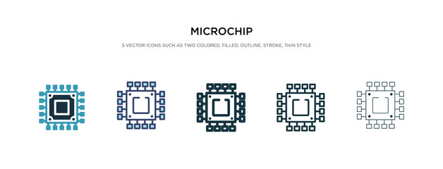 microchip icon in different style vector illustration. two colored and black microchip vector icons designed in filled, outline, line and stroke style can be used for web, mobile, ui