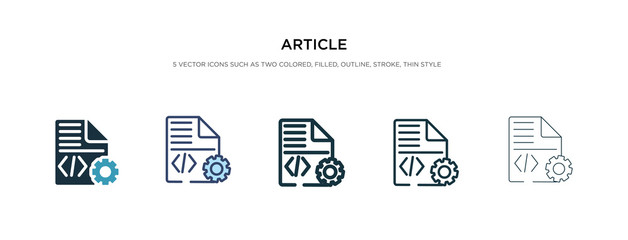 article icon in different style vector illustration. two colored and black article vector icons designed in filled, outline, line and stroke style can be used for web, mobile, ui