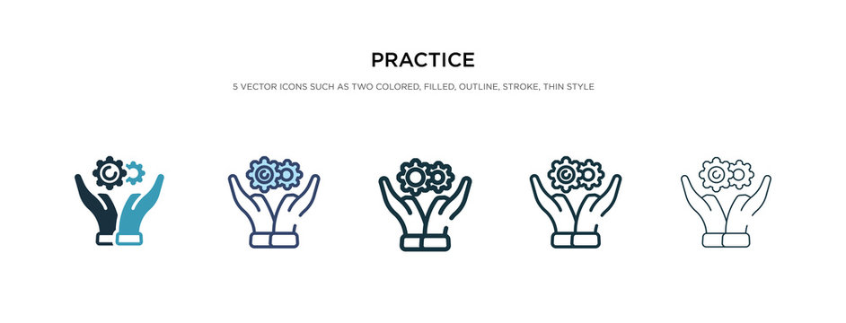 practice icon in different style vector illustration. two colored and black practice vector icons designed in filled, outline, line and stroke style can be used for web, mobile, ui