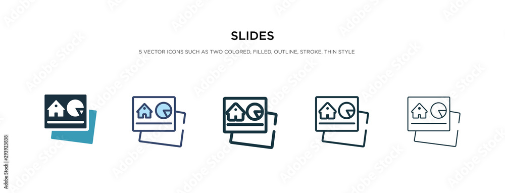 Poster slides icon in different style vector illustration. two colored and black slides vector icons design