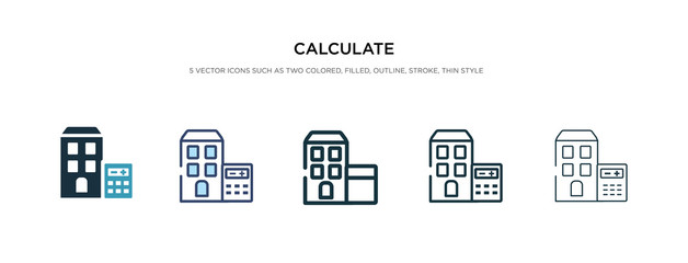 calculate icon in different style vector illustration. two colored and black calculate vector icons designed in filled, outline, line and stroke style can be used for web, mobile, ui