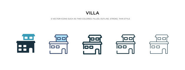 villa icon in different style vector illustration. two colored and black villa vector icons designed in filled, outline, line and stroke style can be used for web, mobile, ui