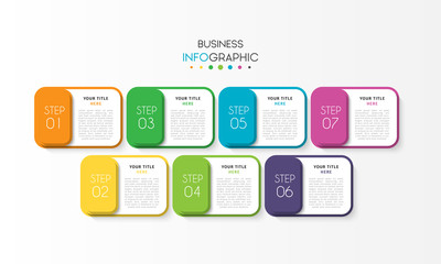 Business infographic element with 7 options, steps, number vector template design
