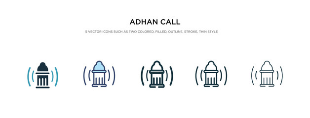 adhan call icon in different style vector illustration. two colored and black adhan call vector icons designed in filled, outline, line and stroke style can be used for web, mobile, ui