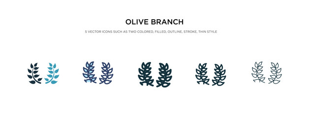 olive branch icon in different style vector illustration. two colored and black olive branch vector icons designed in filled, outline, line and stroke style can be used for web, mobile, ui
