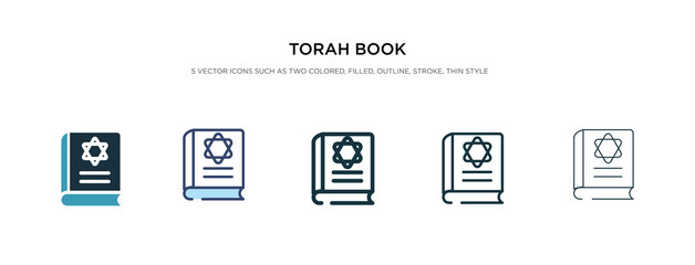 torah book icon in different style vector illustration. two colored and black torah book vector icons designed in filled, outline, line and stroke style can be used for web, mobile, ui