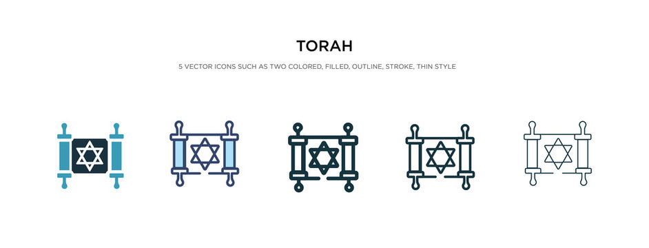 torah icon in different style vector illustration. two colored and black torah vector icons designed in filled, outline, line and stroke style can be used for web, mobile, ui