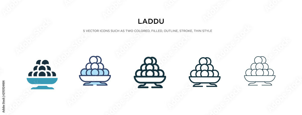 Poster laddu icon in different style vector illustration. two colored and black laddu vector icons designed