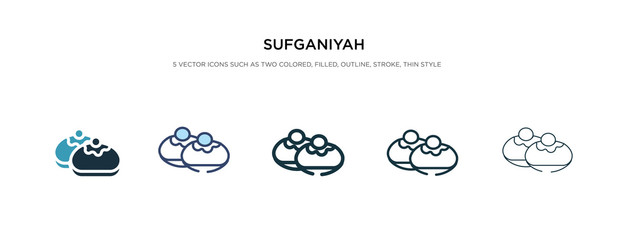 sufganiyah icon in different style vector illustration. two colored and black sufganiyah vector icons designed in filled, outline, line and stroke style can be used for web, mobile, ui