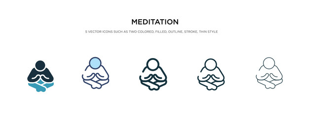meditation icon in different style vector illustration. two colored and black meditation vector icons designed in filled, outline, line and stroke style can be used for web, mobile, ui