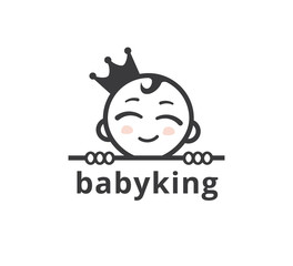 cute smiling baby face wearing crown for child business vector logo graphic design
