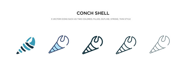 conch shell icon in different style vector illustration. two colored and black conch shell vector icons designed in filled, outline, line and stroke style can be used for web, mobile, ui