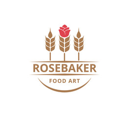 rose and wheat combine concept for bakery business vector logo graphic design