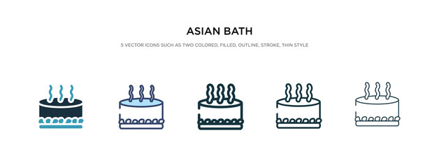 Fototapeta premium asian bath icon in different style vector illustration. two colored and black asian bath vector icons designed in filled, outline, line and stroke style can be used for web, mobile, ui