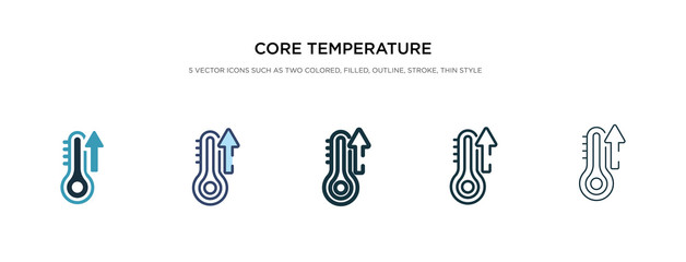 core temperature icon in different style vector illustration. two colored and black core temperature vector icons designed in filled, outline, line and stroke style can be used for web, mobile, ui