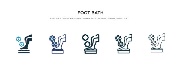 foot bath icon in different style vector illustration. two colored and black foot bath vector icons designed in filled, outline, line and stroke style can be used for web, mobile, ui