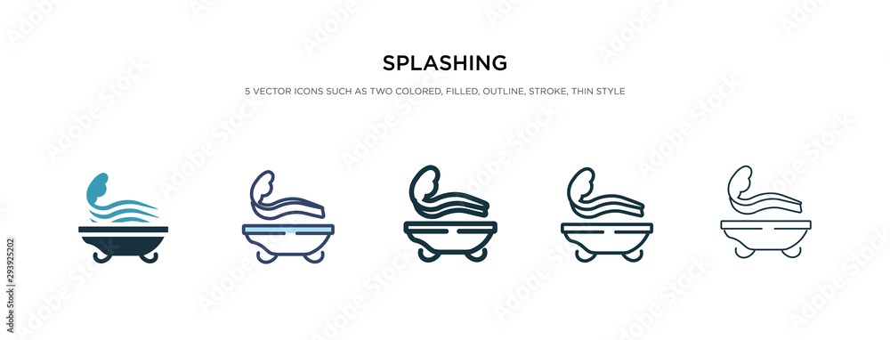 Poster splashing icon in different style vector illustration. two colored and black splashing vector icons 