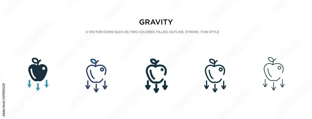 Poster gravity icon in different style vector illustration. two colored and black gravity vector icons desi