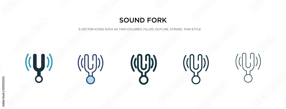 Poster sound fork icon in different style vector illustration. two colored and black sound fork vector icon