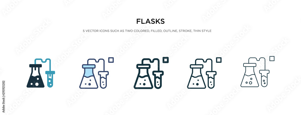 Poster flasks icon in different style vector illustration. two colored and black flasks vector icons design
