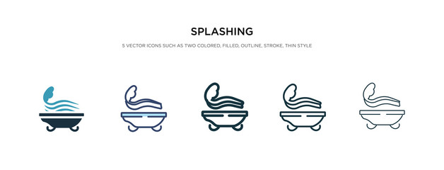 splashing icon in different style vector illustration. two colored and black splashing vector icons designed in filled, outline, line and stroke style can be used for web, mobile, ui