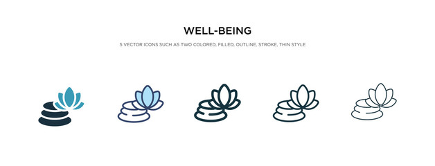 well-being icon in different style vector illustration. two colored and black well-being vector icons designed in filled, outline, line and stroke style can be used for web, mobile, ui