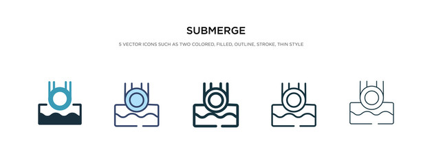 submerge icon in different style vector illustration. two colored and black submerge vector icons designed in filled, outline, line and stroke style can be used for web, mobile, ui