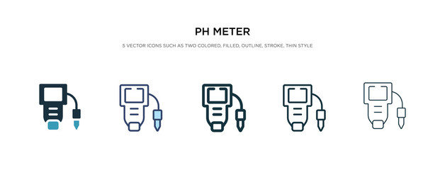 ph meter icon in different style vector illustration. two colored and black ph meter vector icons designed in filled, outline, line and stroke style can be used for web, mobile, ui