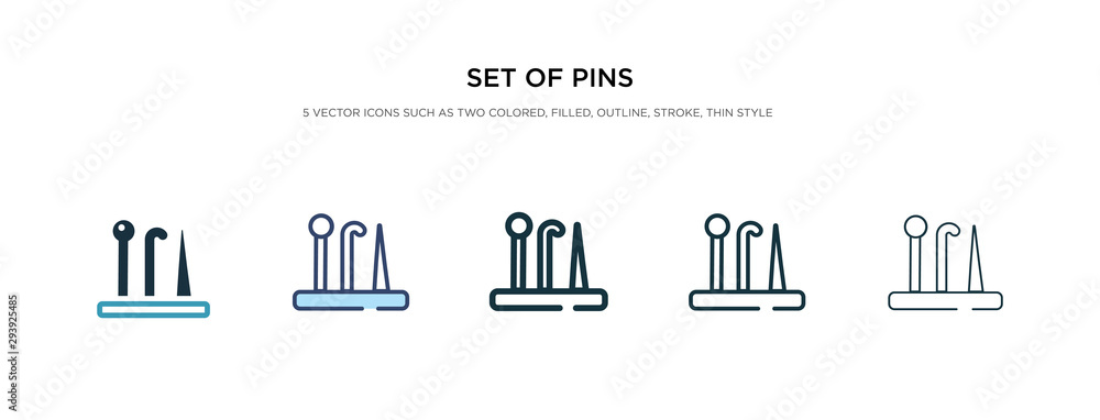 Poster set of pins icon in different style vector illustration. two colored and black set of pins vector ic