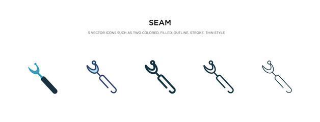 seam icon in different style vector illustration. two colored and black seam vector icons designed in filled, outline, line and stroke style can be used for web, mobile, ui