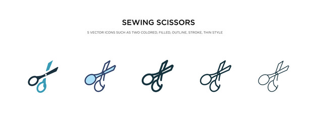 sewing scissors icon in different style vector illustration. two colored and black sewing scissors vector icons designed in filled, outline, line and stroke style can be used for web, mobile, ui