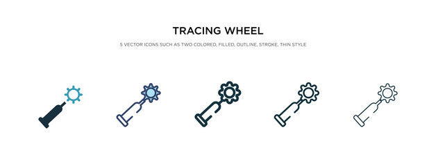 tracing wheel icon in different style vector illustration. two colored and black tracing wheel vector icons designed in filled, outline, line and stroke style can be used for web, mobile, ui